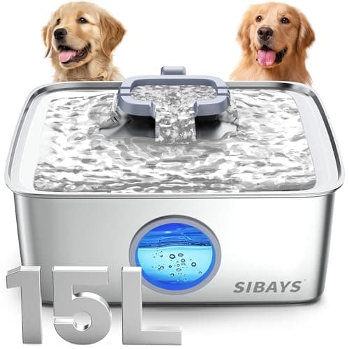 SIBAYS Stainless Steel Dog Fountain, 15 L