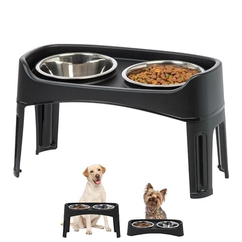 IRIS USA Dual-Height Elevated Dog Bowls