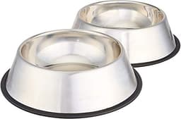 Amazon Basics Stainless Steel Non-Skid Dog Bowls, 38 oz (2-Pack)