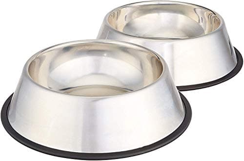 Amazon Basics Stainless Steel Non-Skid Dog Bowls, 38 oz (2-Pack)