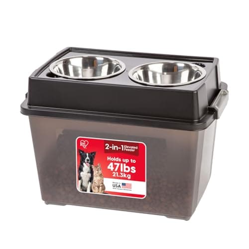IRIS USA Elevated Feeder with Storage (15" H)