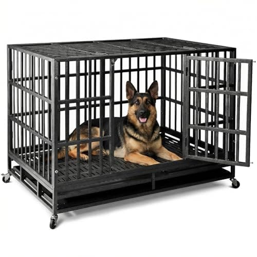 NUGRIART Heavy Duty Steel Dog Crate, 42"