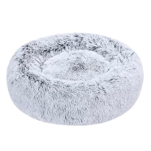 Amazon Basics Washable Donut Pet Bolster Bed, Faux Fur, 23 x 23 in