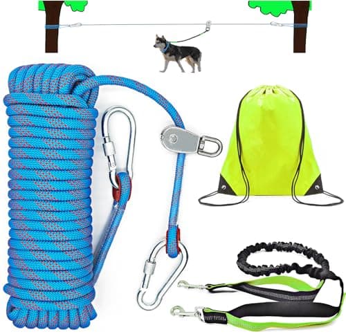 SIAELT Tie Out Trolley System with Bungee Lead, 50 ft