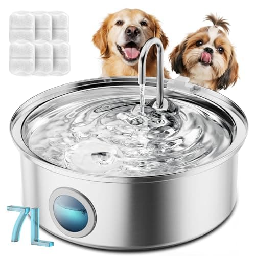 oneisall Stainless Steel Pet Fountain, 7 L